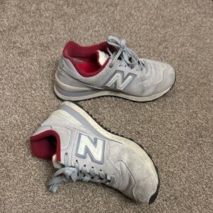 New Balance Gray and Red Athletic Shoes